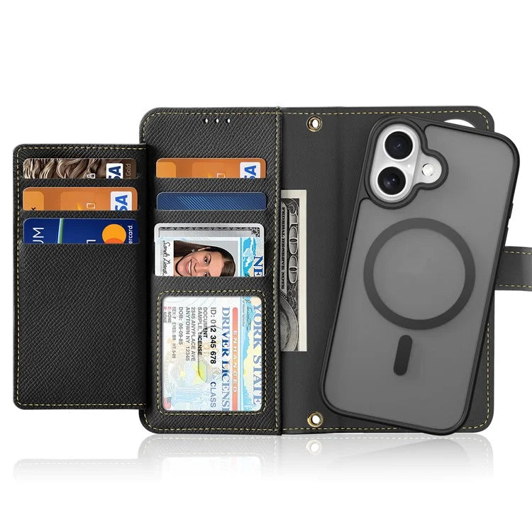 DUX DUCIS Lawa Series for iPhone 16 Plus Case Compatible with MagSafe Detachable Cowhide Leather Wallet Cover