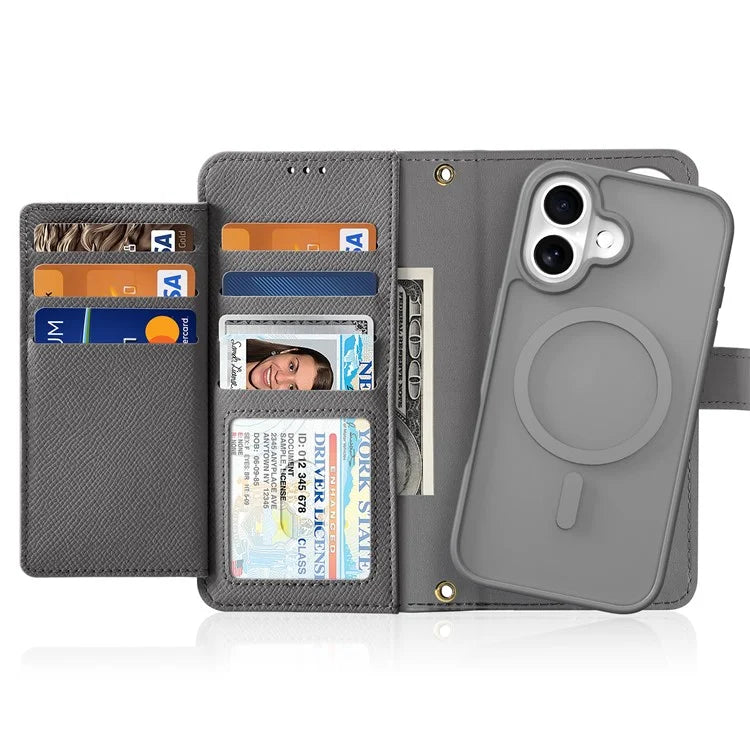 DUX DUCIS Lawa Series for iPhone 16 Plus Case Compatible with MagSafe Detachable Cowhide Leather Wallet Cover