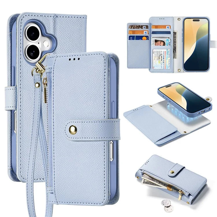 DUX DUCIS Lawa Series for iPhone 16 Plus Case Compatible with MagSafe Detachable Cowhide Leather Wallet Cover