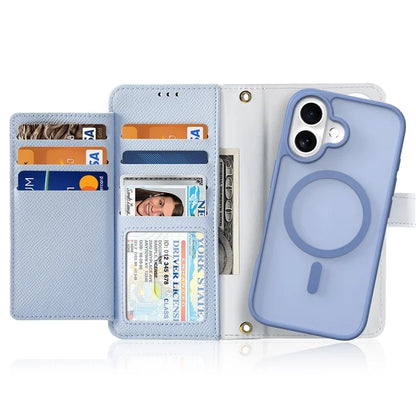 DUX DUCIS Lawa Series for iPhone 16 Plus Case Compatible with MagSafe Detachable Cowhide Leather Wallet Cover