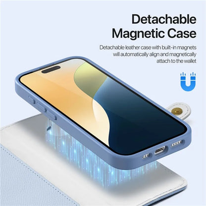 DUX DUCIS Lawa Series for iPhone 16 Plus Case Compatible with MagSafe Detachable Cowhide Leather Wallet Cover