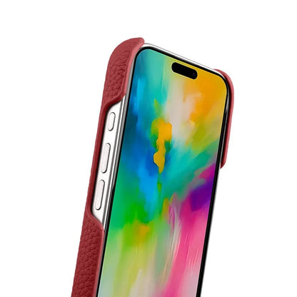 MELKCO For iPhone 16 Pro Case Genuine Cow Leather PC Phone Cover Compatible with MagSafe