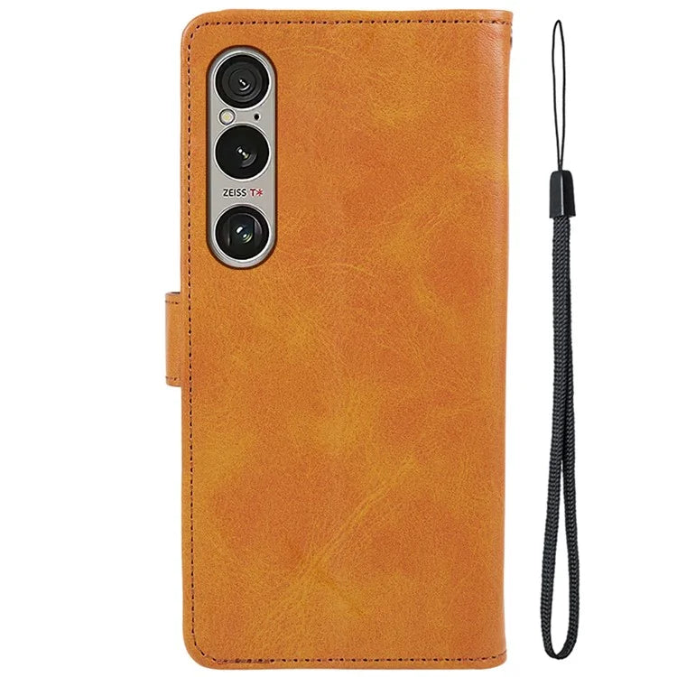 For Sony Xperia 1 VI Case PU Leather Stand Function Folio Phone Cover
