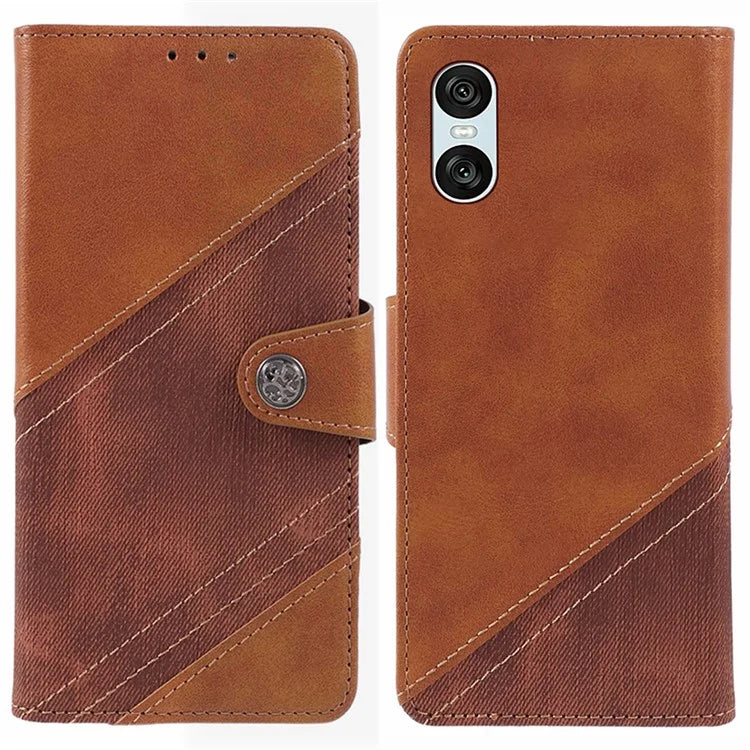 For Sony Xperia 10 VI Case Splicing Texture Leather Phone Cover Viewing Stand