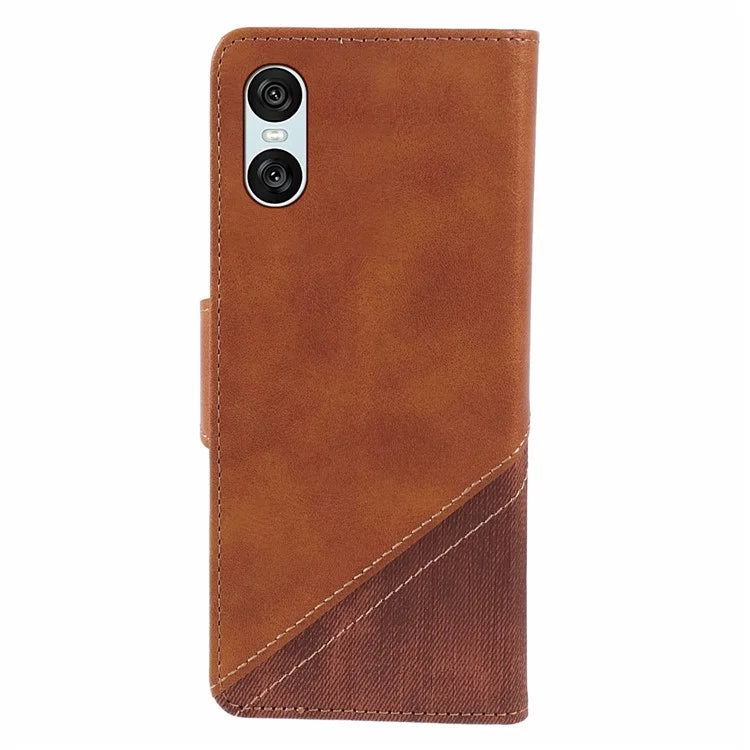 For Sony Xperia 10 VI Case Splicing Texture Leather Phone Cover Viewing Stand