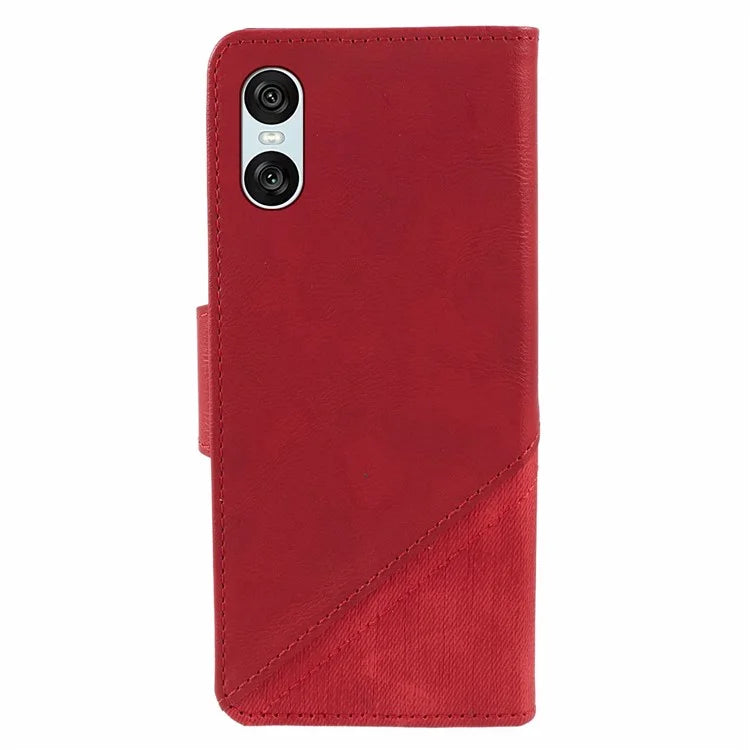 For Sony Xperia 10 VI Case Splicing Texture Leather Phone Cover Viewing Stand