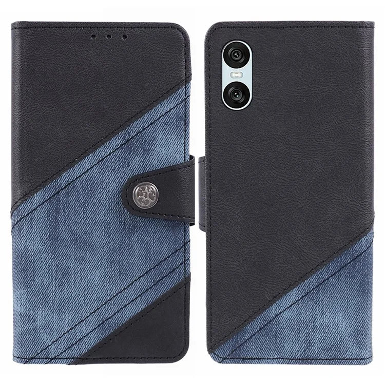 For Sony Xperia 10 VI Case Splicing Texture Leather Phone Cover Viewing Stand