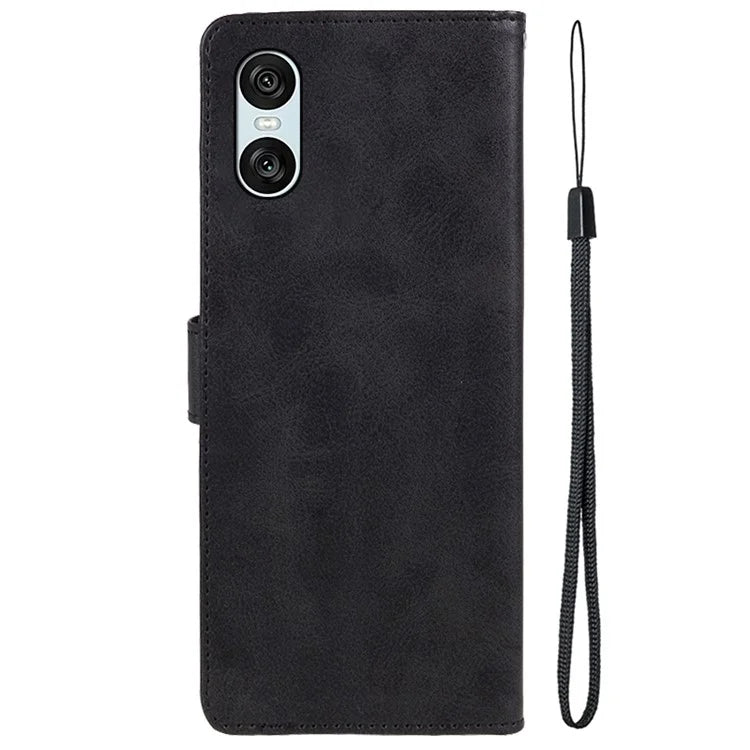 For Sony Xperia 10 VI Case PU Leather Card Holders Protective Phone Cover Calf Texture