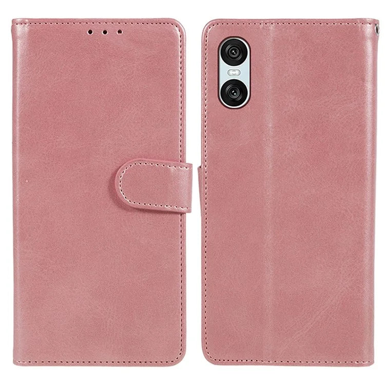 For Sony Xperia 10 VI Case PU Leather Card Holders Protective Phone Cover Calf Texture