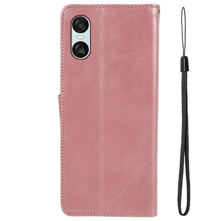 For Sony Xperia 10 VI Case PU Leather Card Holders Protective Phone Cover Calf Texture
