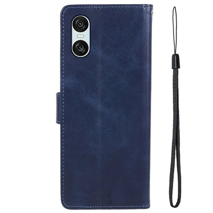 For Sony Xperia 10 VI Case PU Leather Card Holders Protective Phone Cover Calf Texture