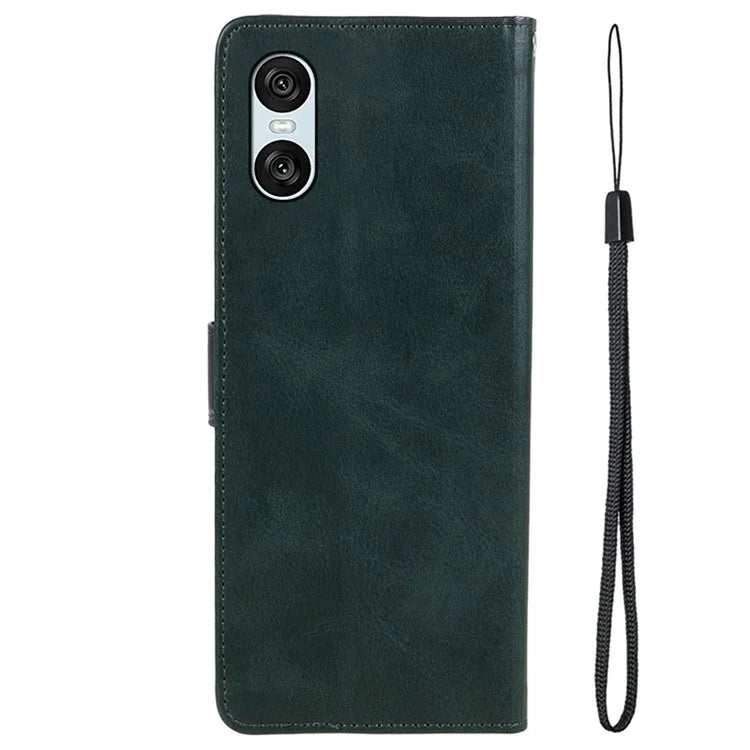 For Sony Xperia 10 VI Case PU Leather Card Holders Protective Phone Cover Calf Texture