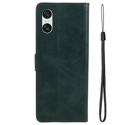 For Sony Xperia 10 VI Case PU Leather Card Holders Protective Phone Cover Calf Texture