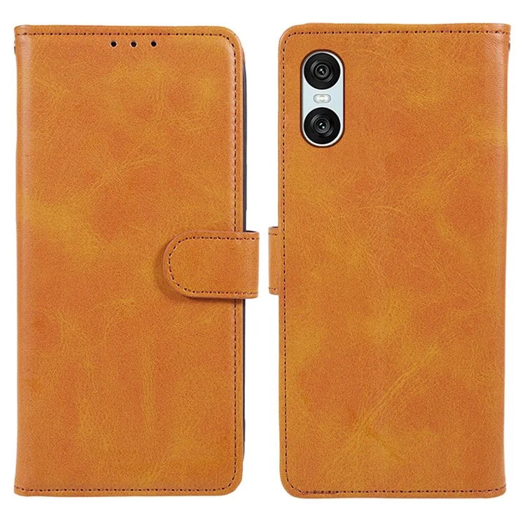For Sony Xperia 10 VI Case PU Leather Card Holders Protective Phone Cover Calf Texture
