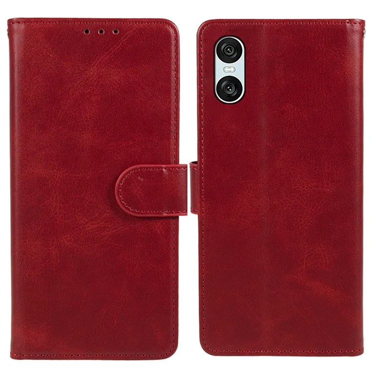 For Sony Xperia 10 VI Case PU Leather Card Holders Protective Phone Cover Calf Texture