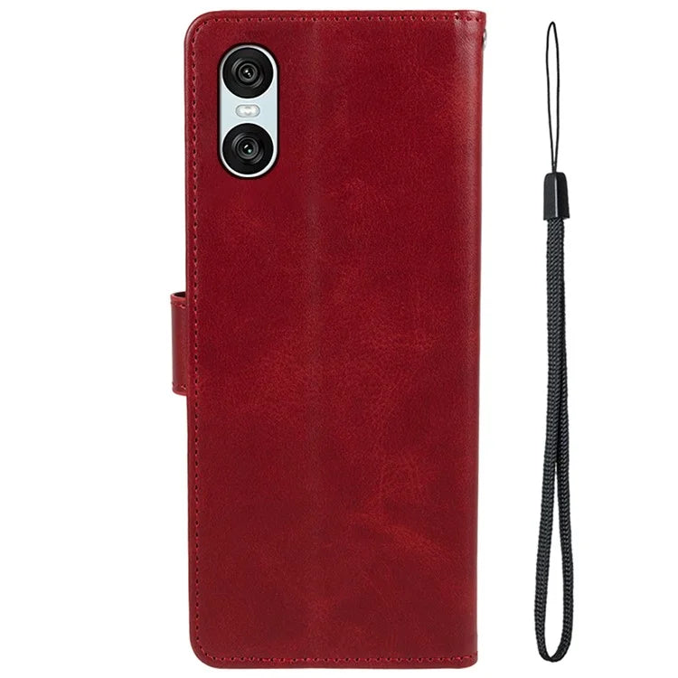 For Sony Xperia 10 VI Case PU Leather Card Holders Protective Phone Cover Calf Texture