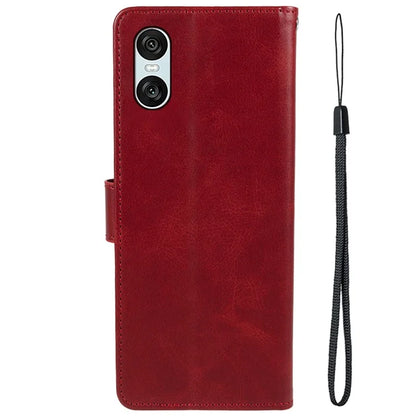 For Sony Xperia 10 VI Case PU Leather Card Holders Protective Phone Cover Calf Texture