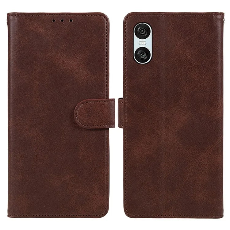 For Sony Xperia 10 VI Case PU Leather Card Holders Protective Phone Cover Calf Texture