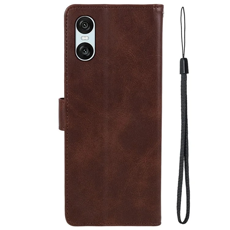 For Sony Xperia 10 VI Case PU Leather Card Holders Protective Phone Cover Calf Texture