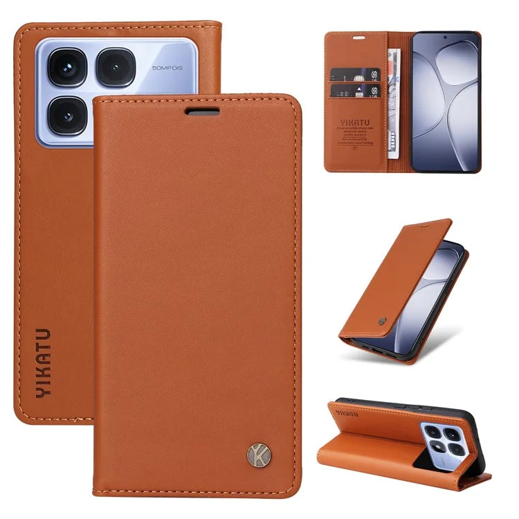 YIKATU YK-001 For Xiaomi Redmi K70 Ultra Case Stand Leather Phone Cover Strong Magnetic Closure