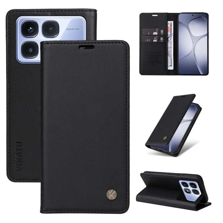 YIKATU YK-001 For Xiaomi Redmi K70 Ultra Case Stand Leather Phone Cover Strong Magnetic Closure