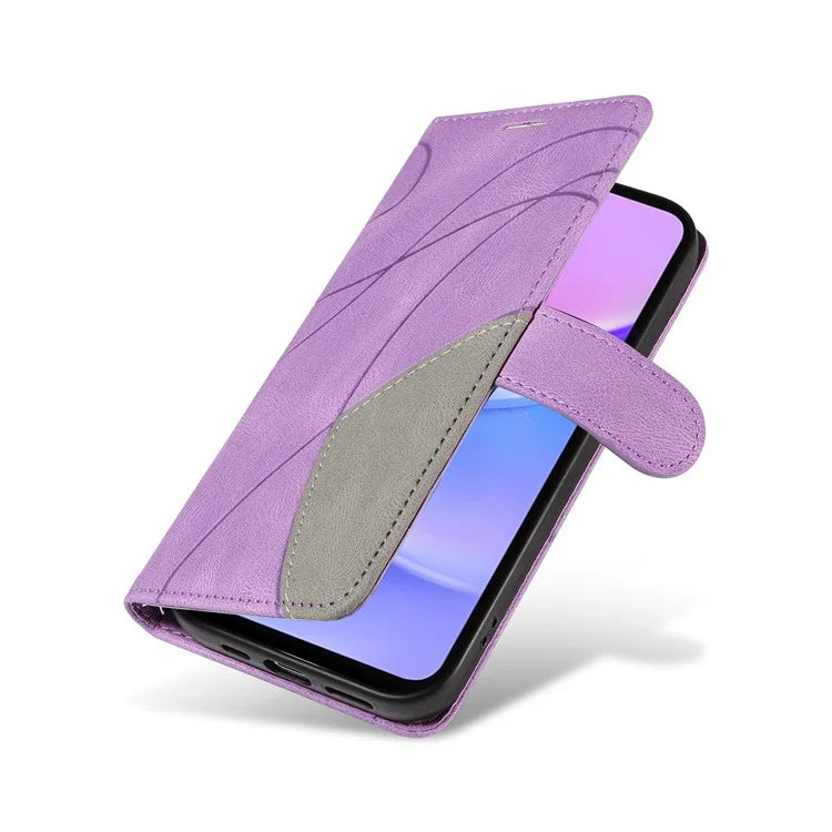KT Leather Series-1 For Samsung Galaxy A16 5G Leather Case Color Splicing Phone Cover Wallet Stand