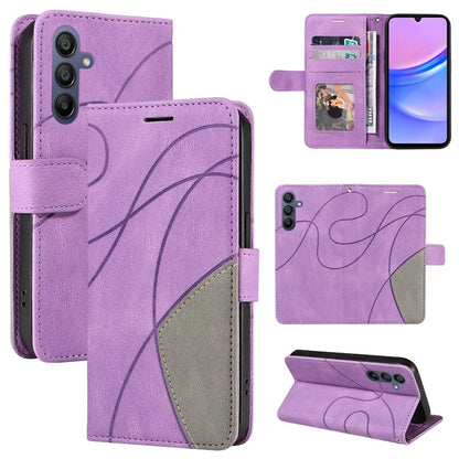 KT Leather Series-1 For Samsung Galaxy A16 5G Leather Case Color Splicing Phone Cover Wallet Stand