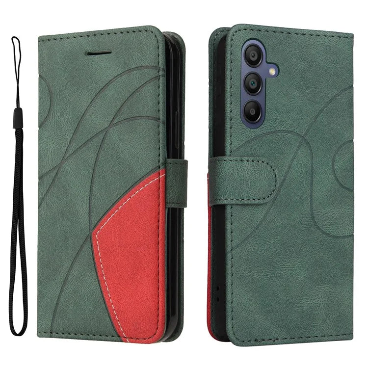KT Leather Series-1 For Samsung Galaxy A16 5G Leather Case Color Splicing Phone Cover Wallet Stand