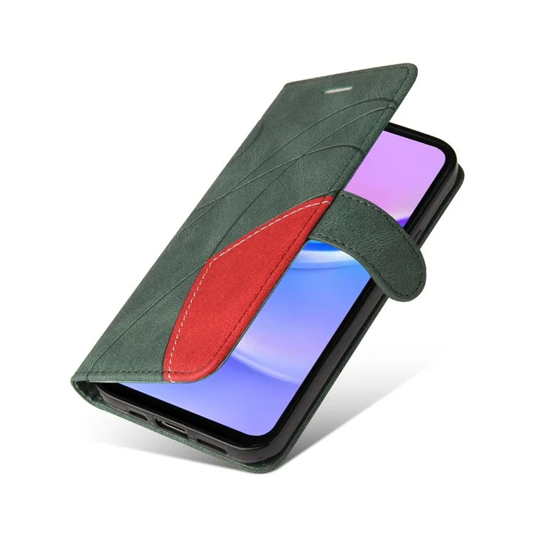 KT Leather Series-1 For Samsung Galaxy A16 5G Leather Case Color Splicing Phone Cover Wallet Stand