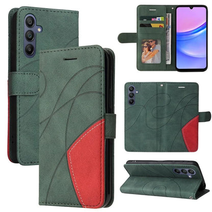 KT Leather Series-1 For Samsung Galaxy A16 5G Leather Case Color Splicing Phone Cover Wallet Stand