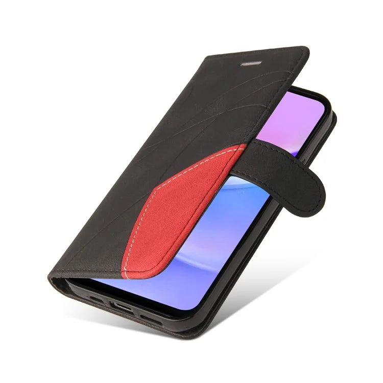 KT Leather Series-1 For Samsung Galaxy A16 5G Leather Case Color Splicing Phone Cover Wallet Stand