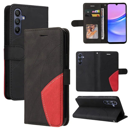 KT Leather Series-1 For Samsung Galaxy A16 5G Leather Case Color Splicing Phone Cover Wallet Stand