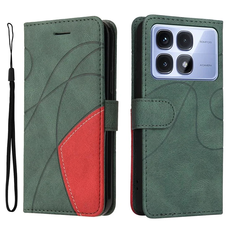 KT Leather Series-1 For Xiaomi Redmi K70 Ultra Leather Case Color Splicing Phone Cover Wallet Stand