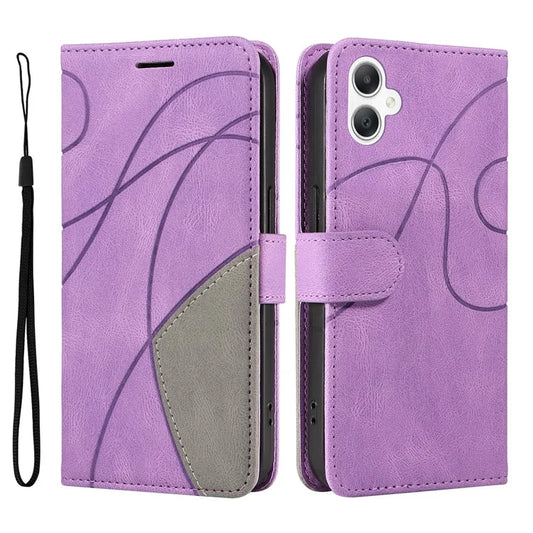 KT Leather Series-1 For Samsung Galaxy A06 Leather Case Color Splicing Phone Cover Wallet Stand