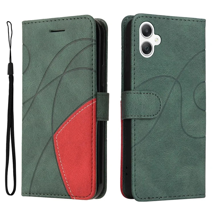 KT Leather Series-1 For Samsung Galaxy A06 Leather Case Color Splicing Phone Cover Wallet Stand