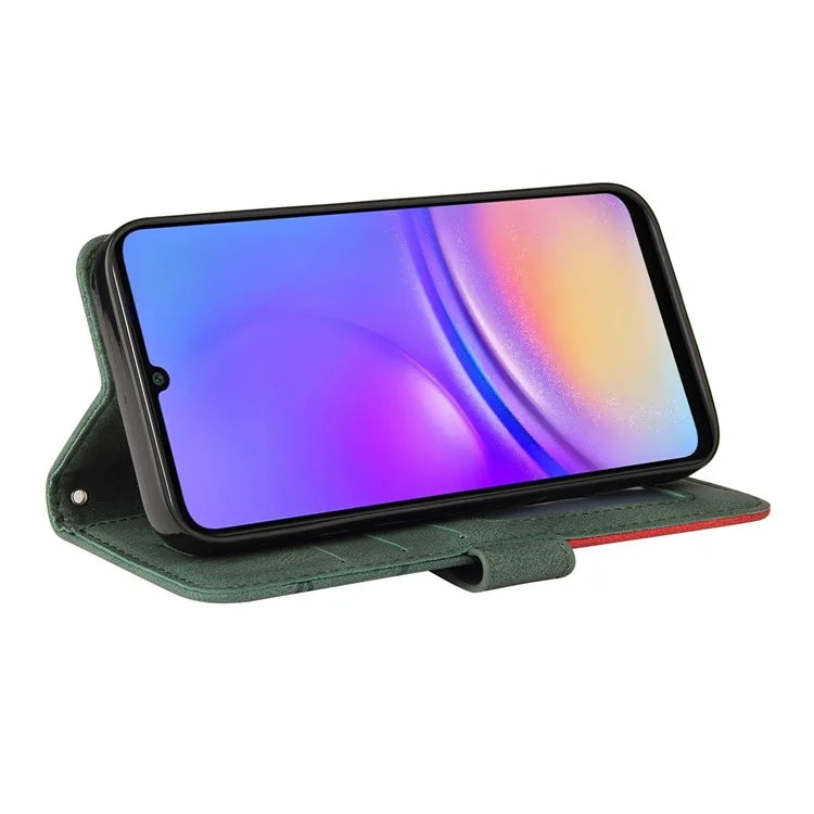 KT Leather Series-1 For Samsung Galaxy A06 Leather Case Color Splicing Phone Cover Wallet Stand