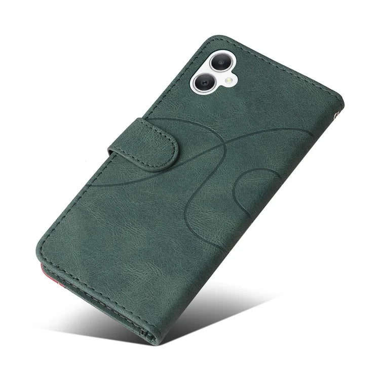 KT Leather Series-1 For Samsung Galaxy A06 Leather Case Color Splicing Phone Cover Wallet Stand