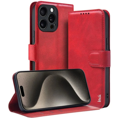 IMAK For iPhone 15 Pro Max Case Wallet PU Leather Phone Cover Stand View