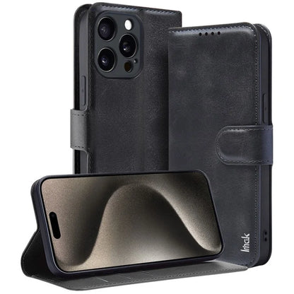 IMAK For iPhone 15 Pro Max Case Wallet PU Leather Phone Cover Stand View