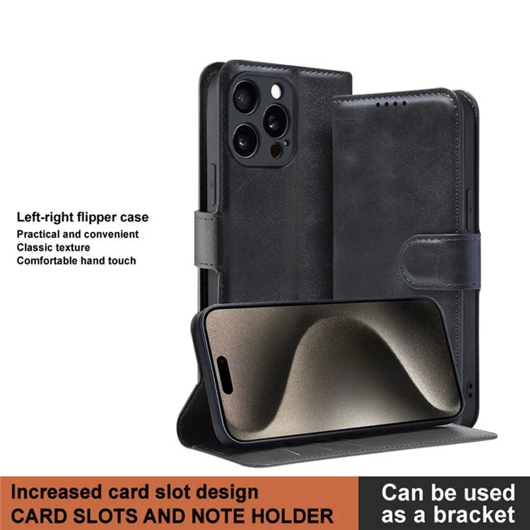 IMAK For iPhone 15 Pro Max Case Wallet PU Leather Phone Cover Stand View