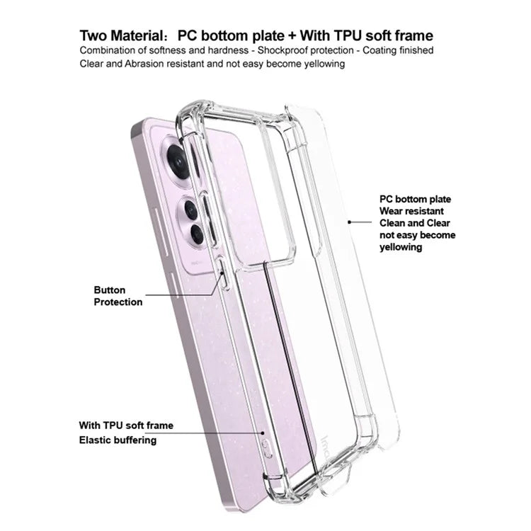 IMAK For Oppo F25 Pro 5G / Reno11 F 5G / Reno11 A 5G Case PC+TPU Transparent Phone Cover