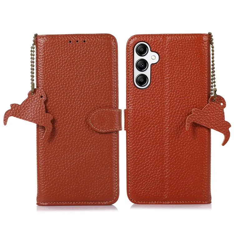 For Samsung Galaxy A16 5G Case RFID Blocking Genuine Cow Leather Phone Cover