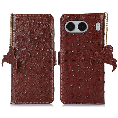 For OnePlus Nord 4 Case RFID Blocking Genuine Cow Leather Phone Case Ostrich Texture