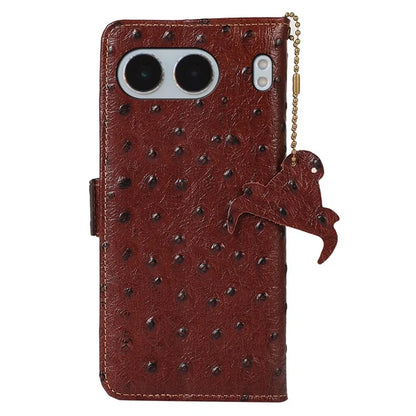 For OnePlus Nord 4 Case RFID Blocking Genuine Cow Leather Phone Case Ostrich Texture