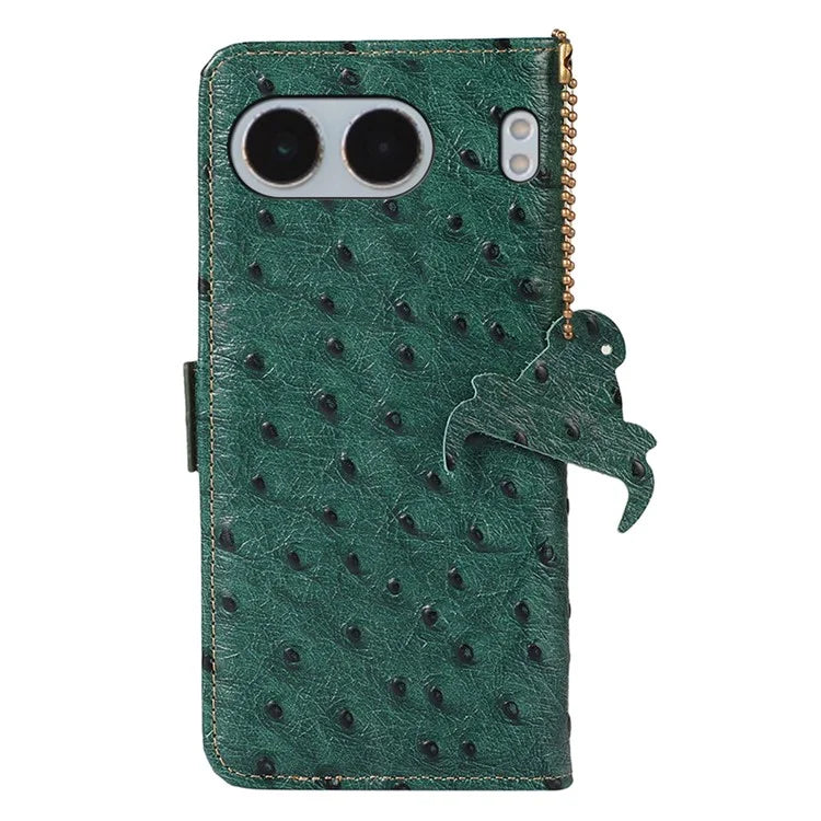For OnePlus Nord 4 Case RFID Blocking Genuine Cow Leather Phone Case Ostrich Texture