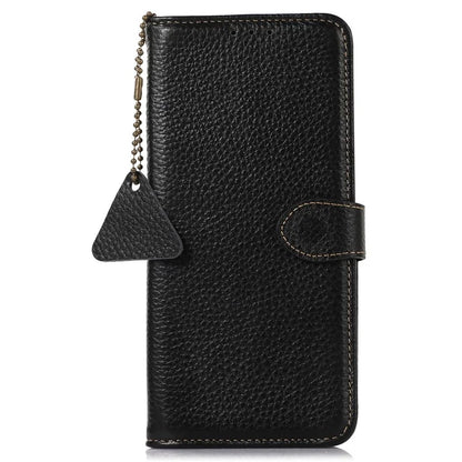 For Samsung Galaxy A06 Case RFID Blocking Litchi Texture Genuine Cow Leather Phone Cover