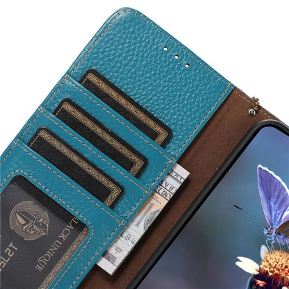 For Samsung Galaxy A06 Case RFID Blocking Litchi Texture Genuine Cow Leather Phone Cover