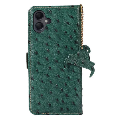For Samsung Galaxy A06 Case RFID Blocking Genuine Cow Leather Phone Case Ostrich Texture