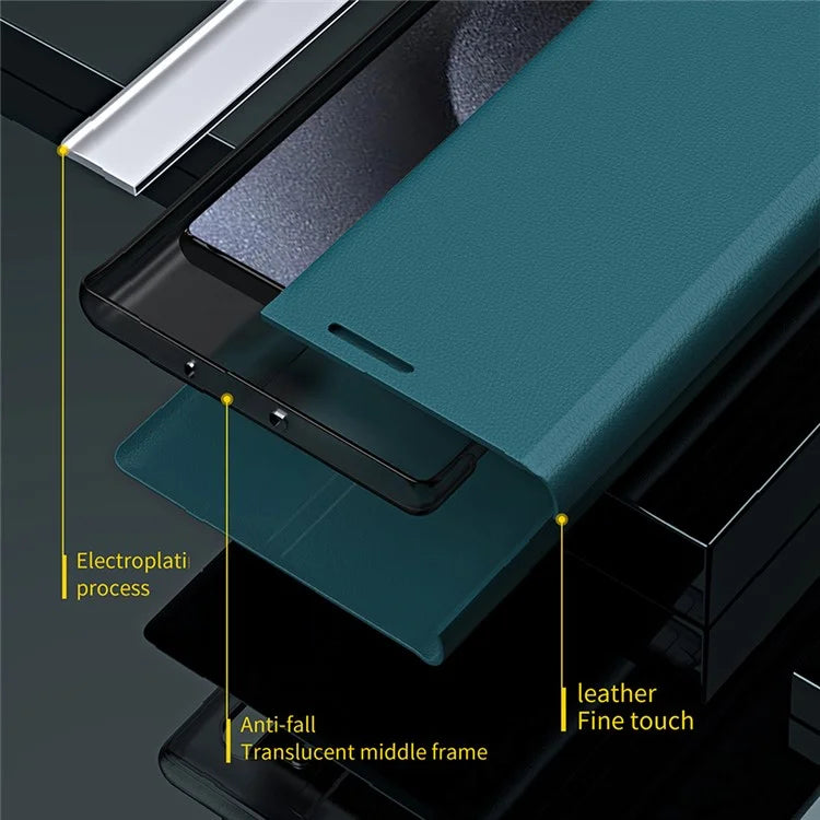For iPhone 16 Plus Case Anti-Drop Leather Phone Cover with Stand