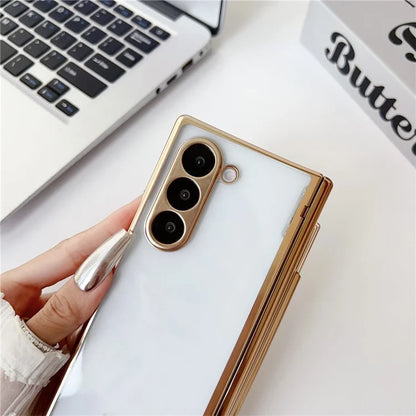 For Samsung Galaxy Z Fold6 5G Case Electroplating PC Folding Phone Cover with Stylus